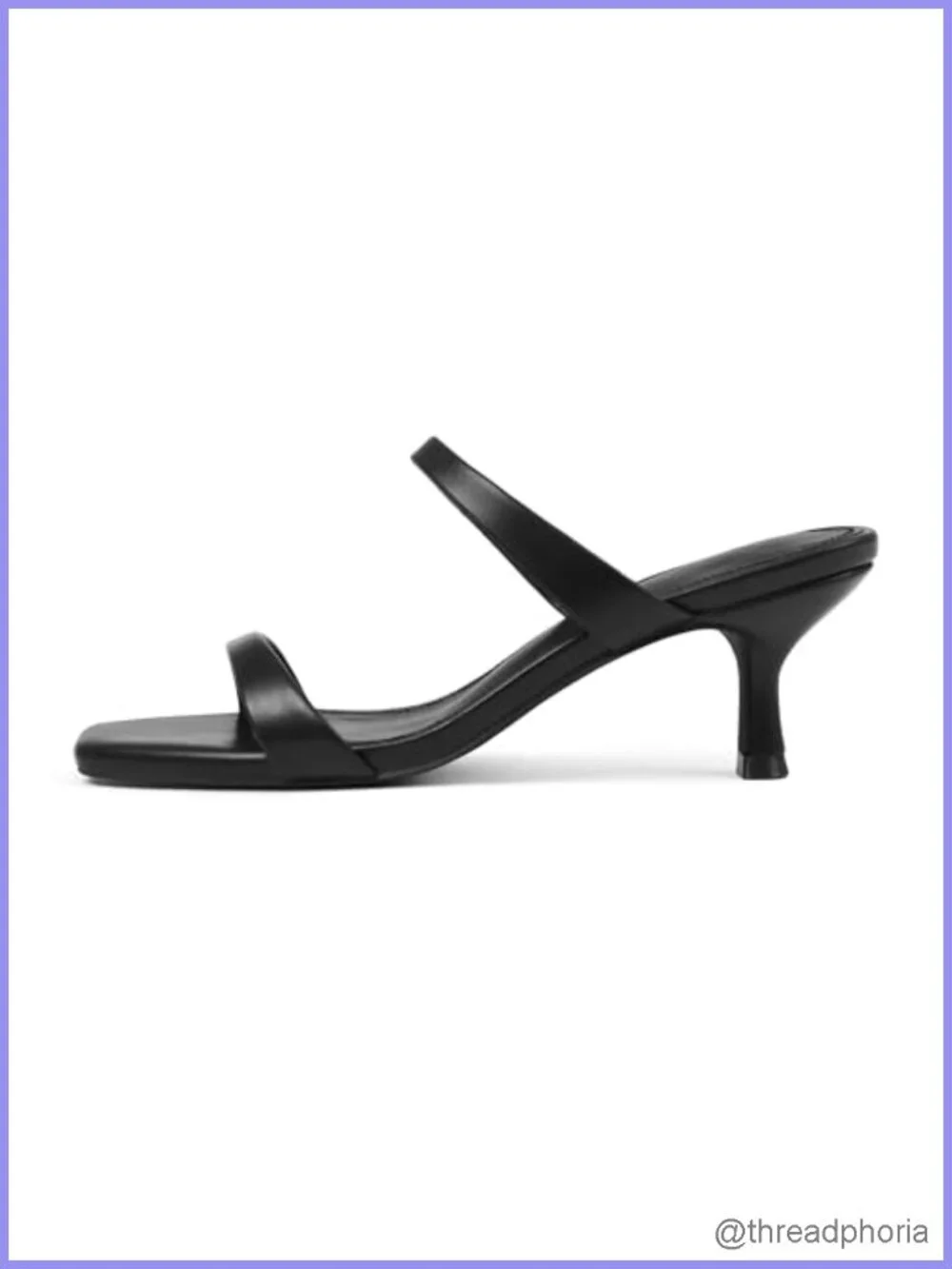 Kitten Heel Square Toe Mules Slip On Heeled Sandals for Women PU